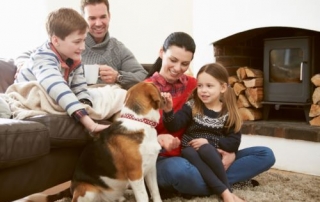 family with pet staying warm 12552 500x333